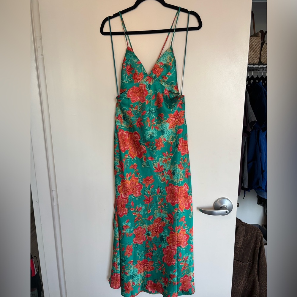 Dress Forum Teal and Coral Floral Maxi Dress